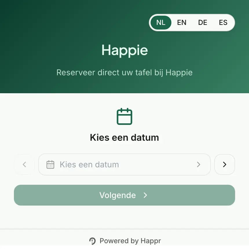 De boekingswidget van Happr